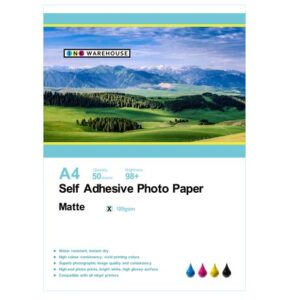 INKWAREHOUSE 120 GSM Self Adhesive Matte Photo Paper A4 - 50 Sheets