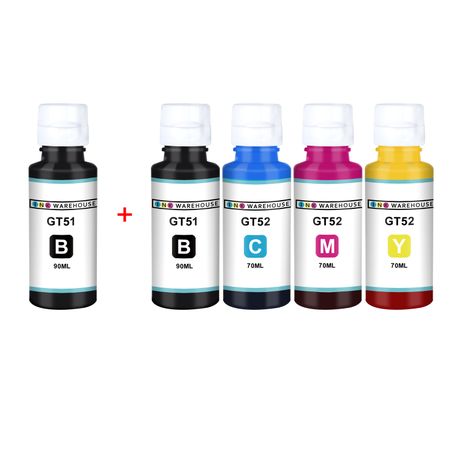 INKWAREHOUSE Ink Cartridge Multipack Compatible with HP GT51 / GT52 + 1 X GT51 BLACK