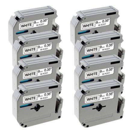 INKWAREHOUSE MK-221 Compatible Brother Label Tape (9mm x 8m) X 8