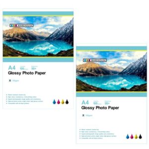 INKWAREHOUSE A4 135 GSM High Gloss Photo Paper - 100 Sheets (COMBO X 2)