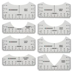 T-Shirt Sizing Guide Ruler Set of 8 - Alignment & Measuring Tool Set